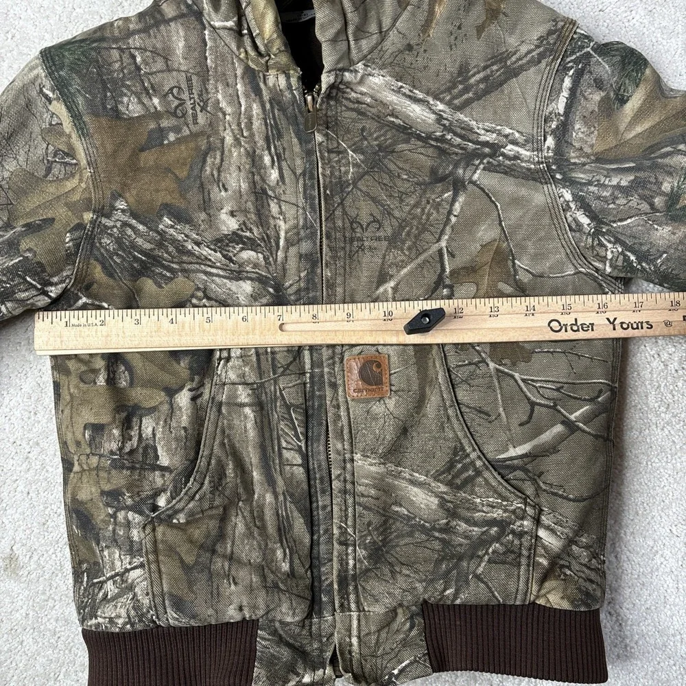 Carhartt Camo Jacket Youth Small 7-8‎ Insulated Realtree Hooded Canvas Mossy Oak